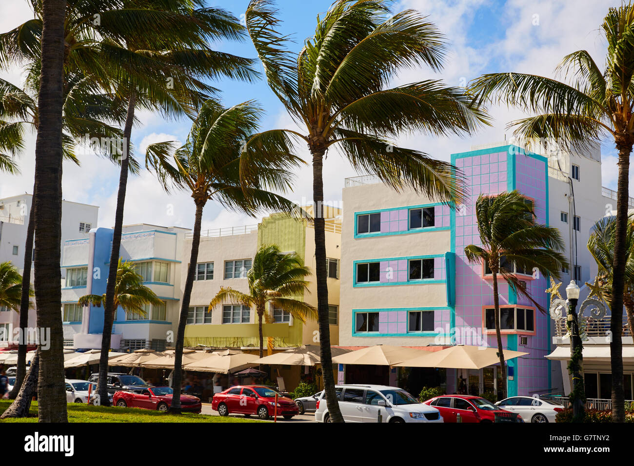 Miami Beach Ocean boulevard quartier Art déco en Floride USA Banque D'Images