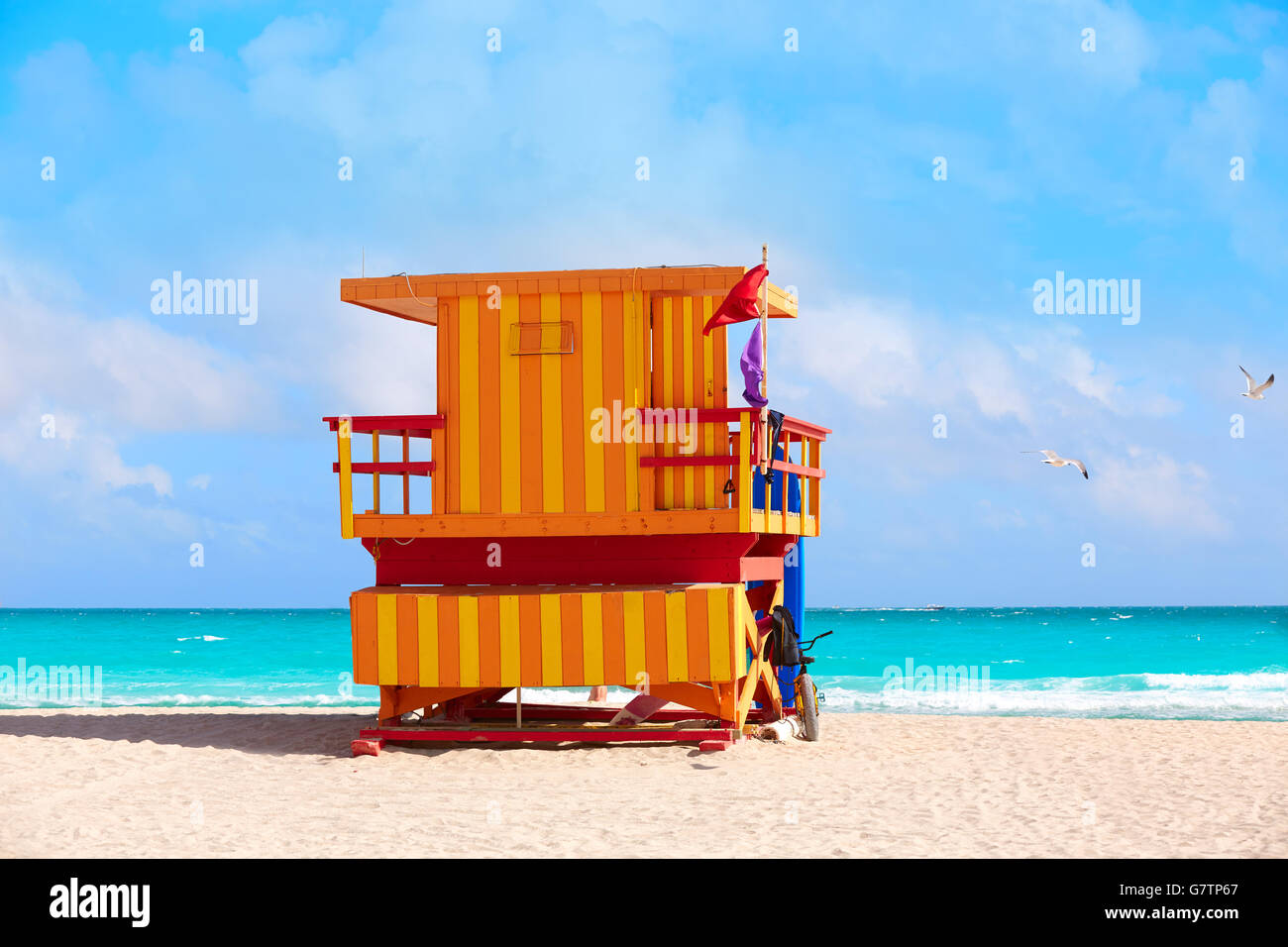 Baywatch tower à Miami Beach South Beach de Floride USA Banque D'Images Baywatch tower à Miami Beach South Beach de Floride USA Banque D'Images