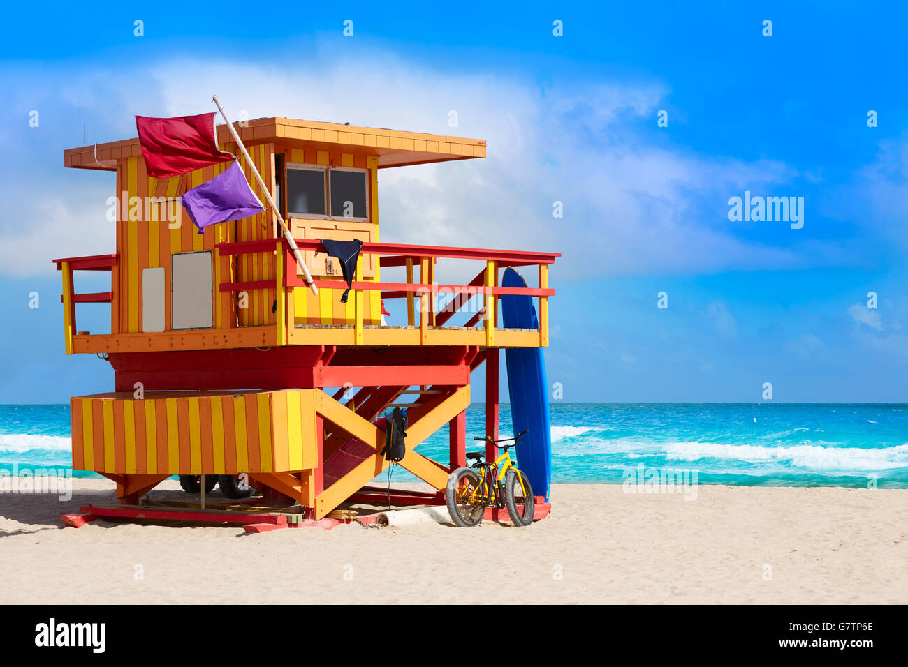 Baywatch tower à Miami Beach South Beach de Floride USA Banque D'Images Baywatch tower à Miami Beach South Beach de Floride USA Banque D'Images