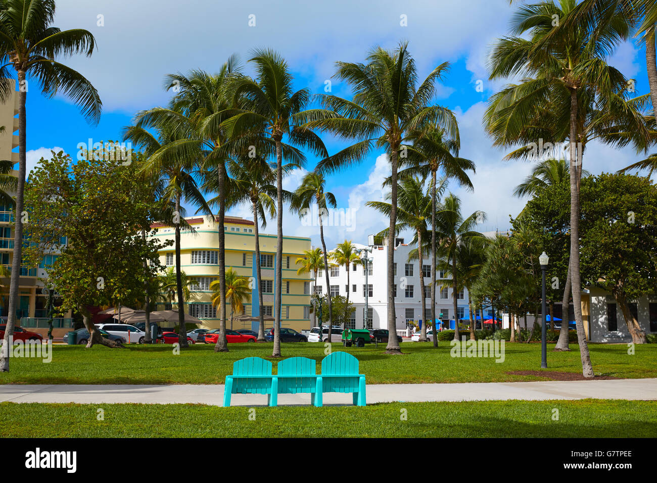 Miami Beach Ocean boulevard quartier Art déco en Floride USA Banque D'Images Miami Beach Ocean boulevard quartier Art déco en Floride USA Banque D'Images
