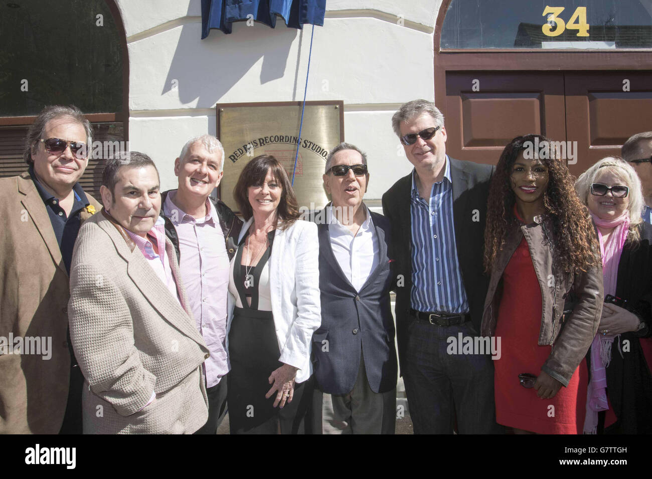 Blue Plaque pour Red Bus Studios Banque D'Images