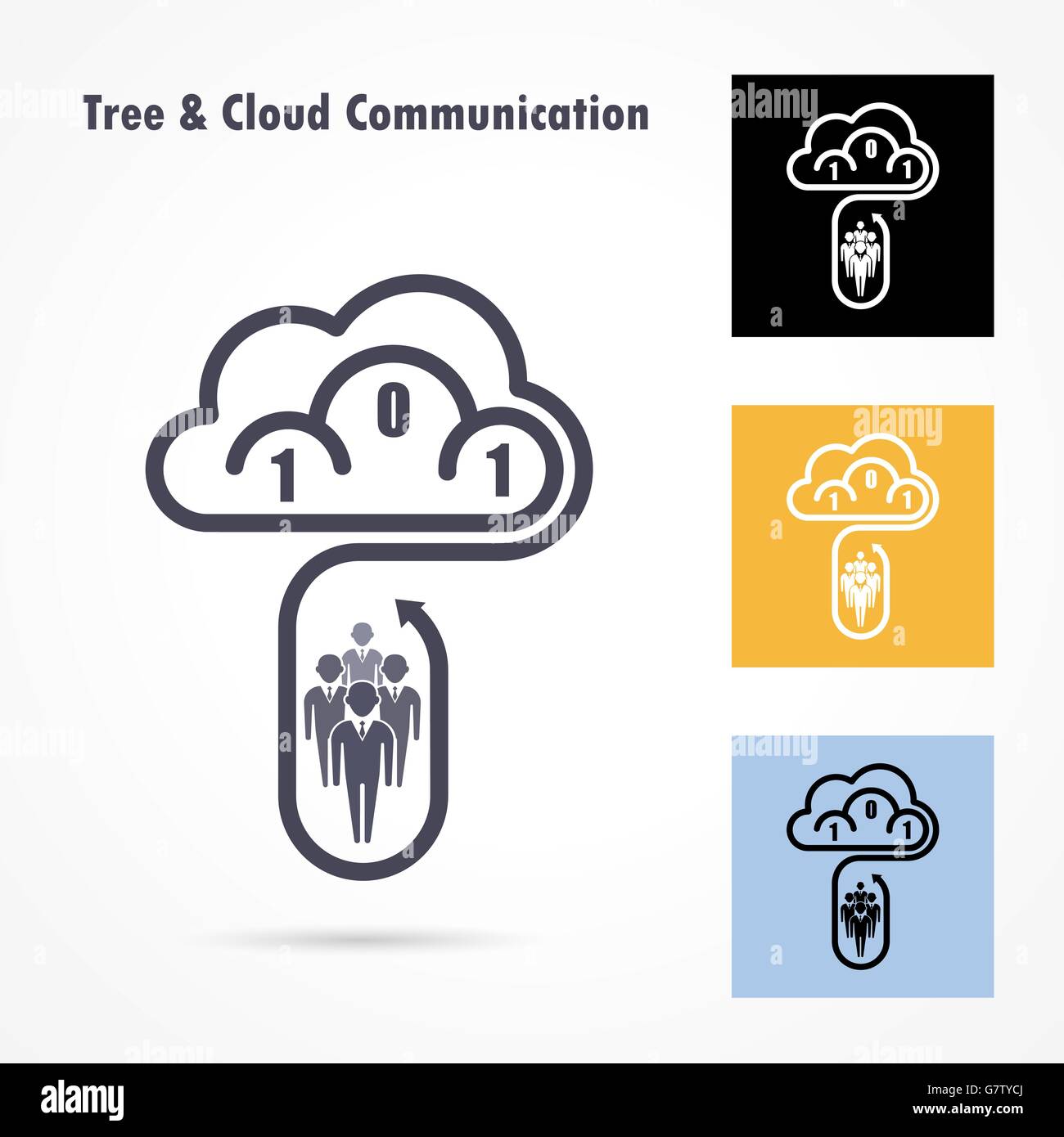 Arbre et cloud vecteur conception logo modèle. Ordinateur et le transfert de données symbole. Concept d'affaires et de technologie.Vector illustrati Illustration de Vecteur