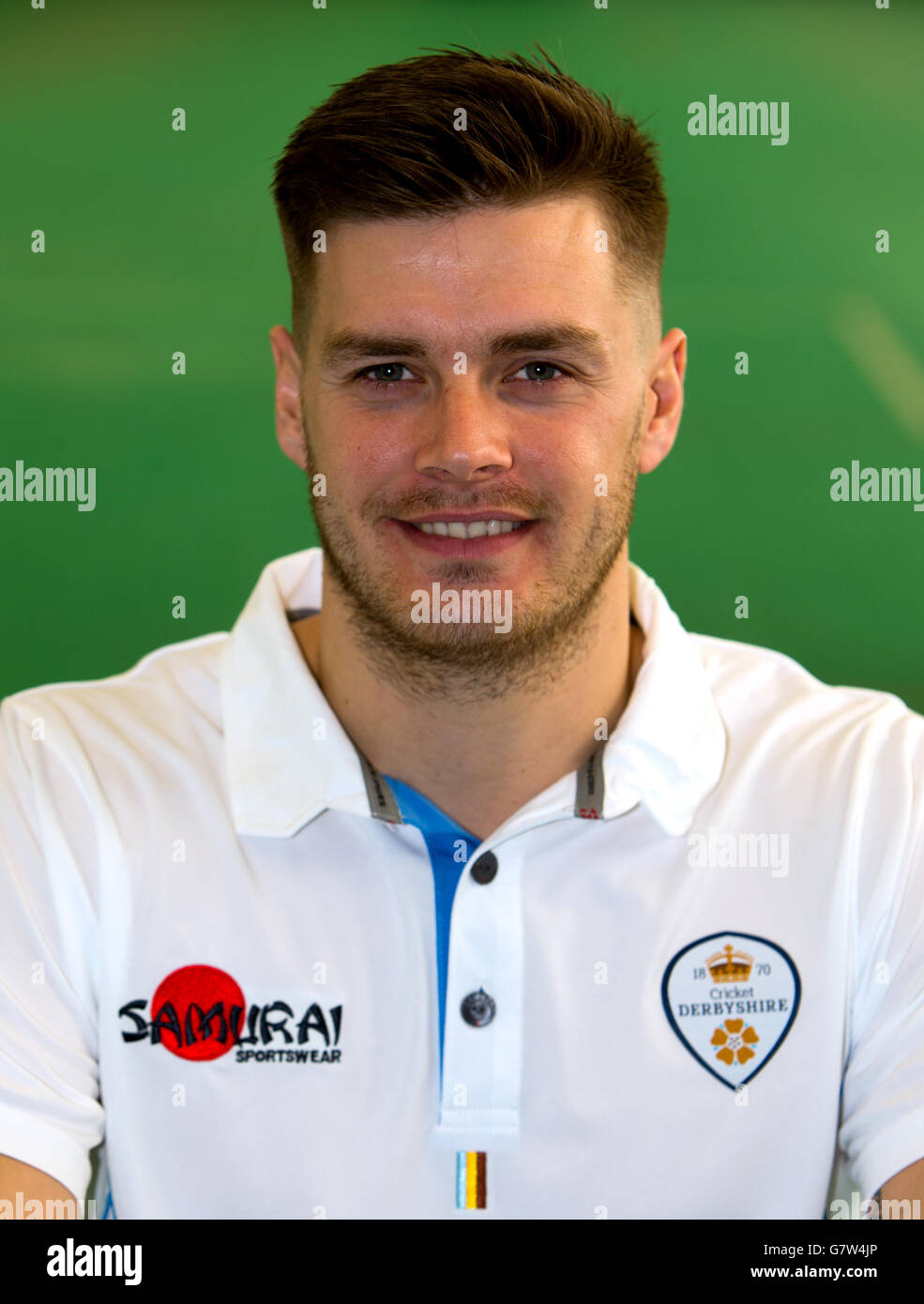 Cricket - Derbyshire CCC Media Day - 3aaa County Ground.Jonathan Clare de Derbyshire pose pour sa photo de tête Banque D'Images