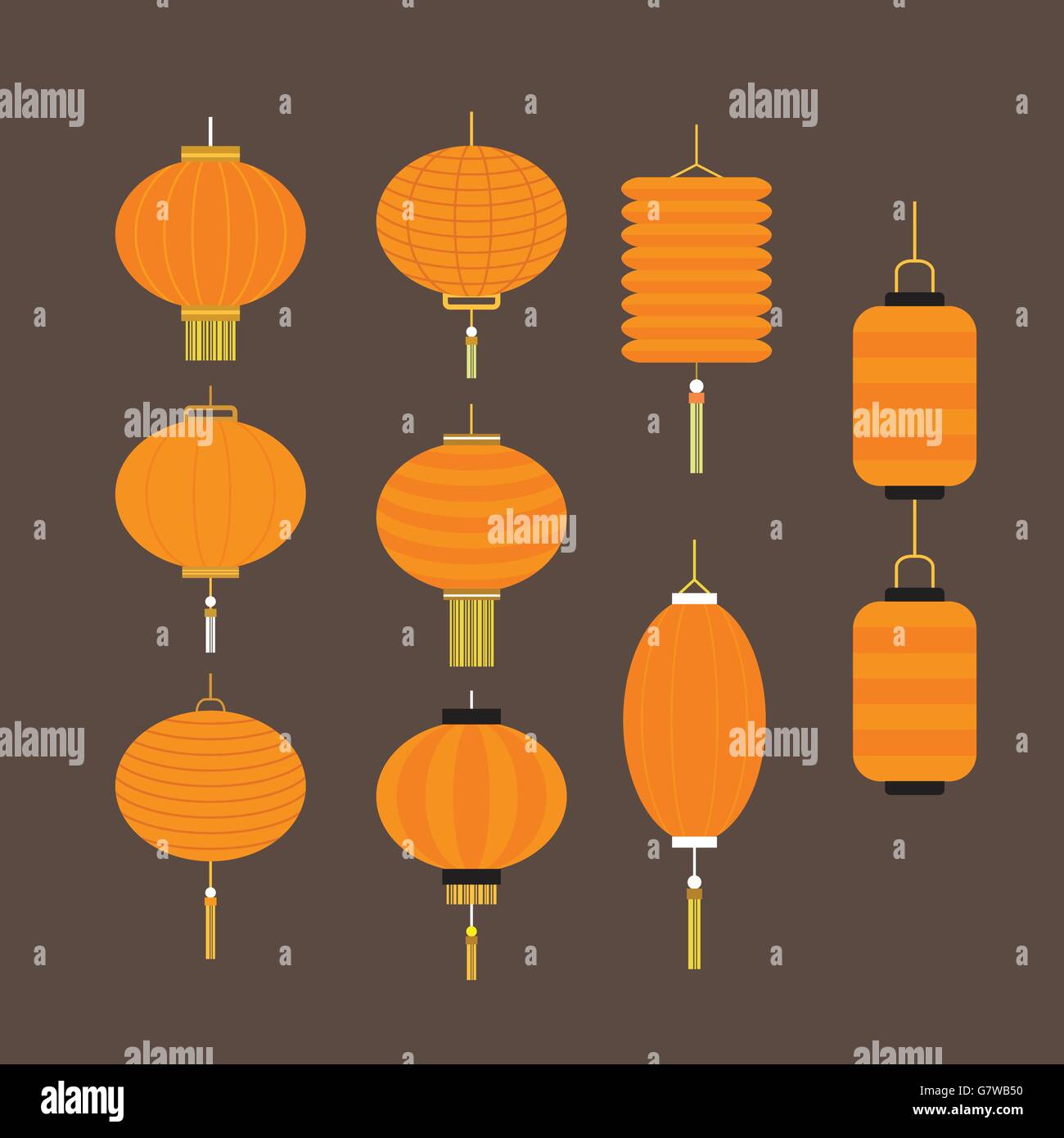 Ensemble de lanternes colorées pour différents festival et décoration Illustration de Vecteur