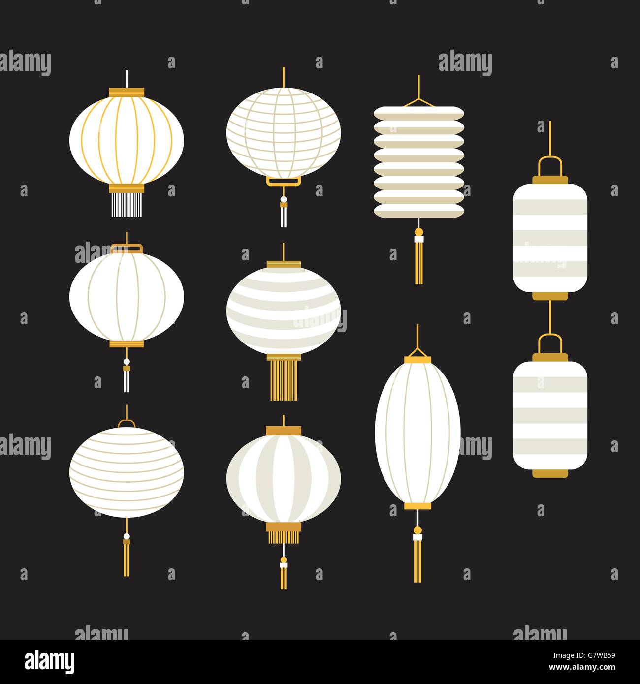 Ensemble de lanternes colorées pour différents festival et décoration Illustration de Vecteur