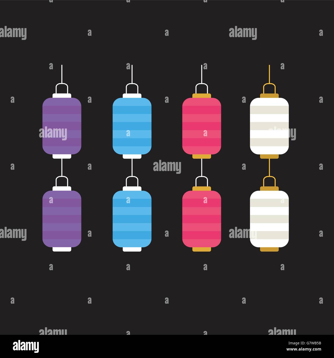 Ensemble de lanternes colorées pour différents festival et décoration Illustration de Vecteur