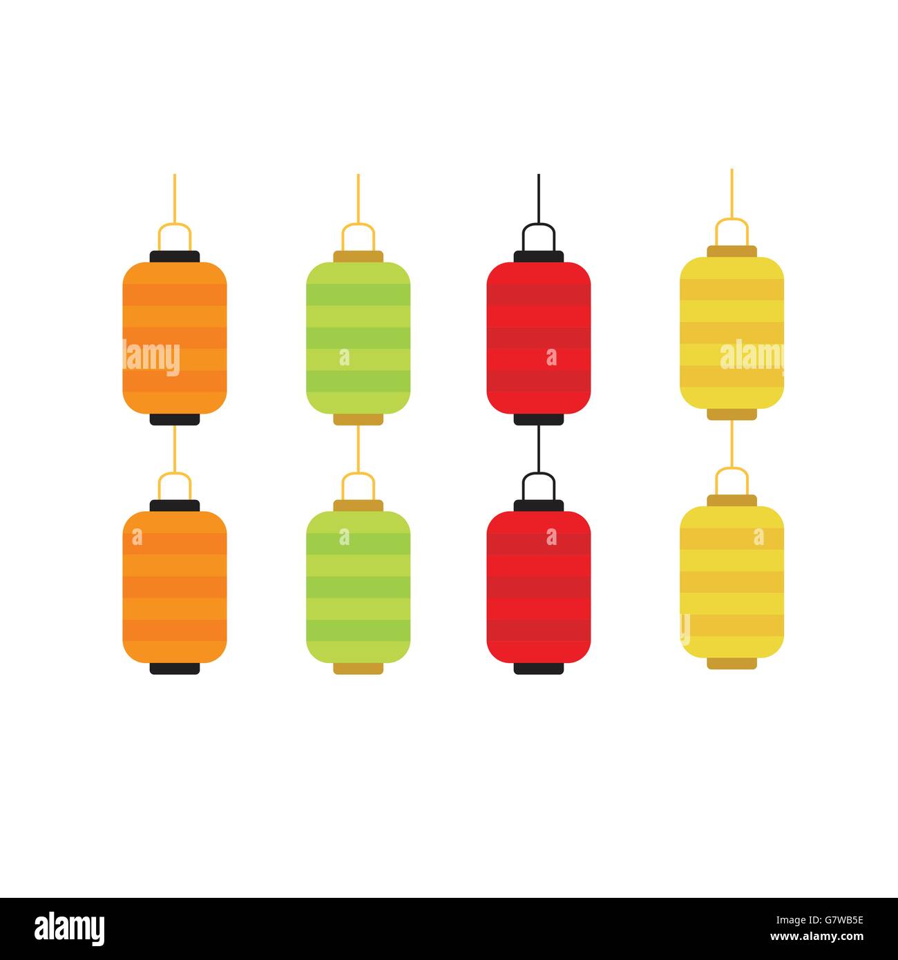 Ensemble de lanternes colorées pour différents festival et décoration Illustration de Vecteur