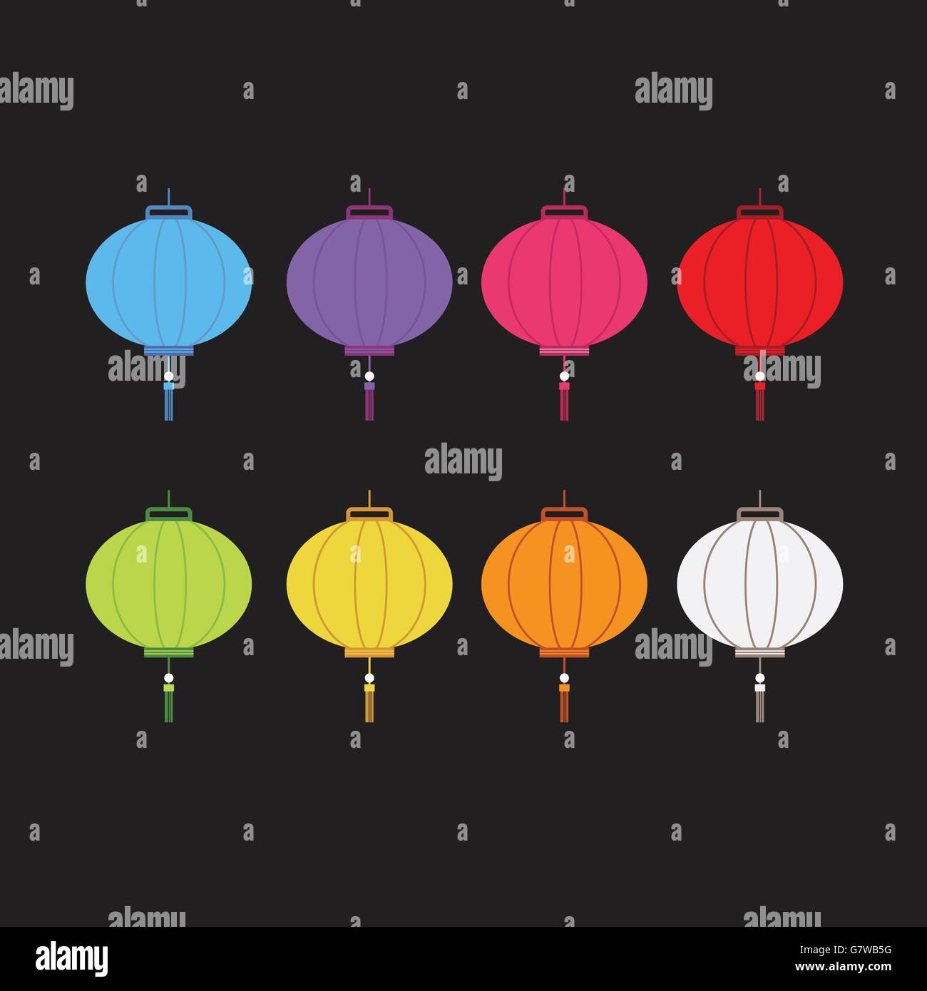 Ensemble de lanternes colorées pour différents festival et décoration Illustration de Vecteur