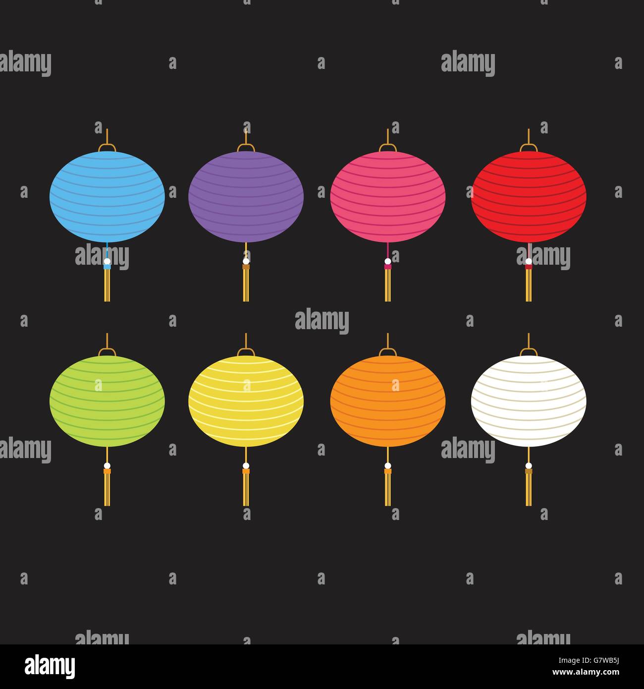 Ensemble de lanternes colorées pour différents festival et décoration Illustration de Vecteur
