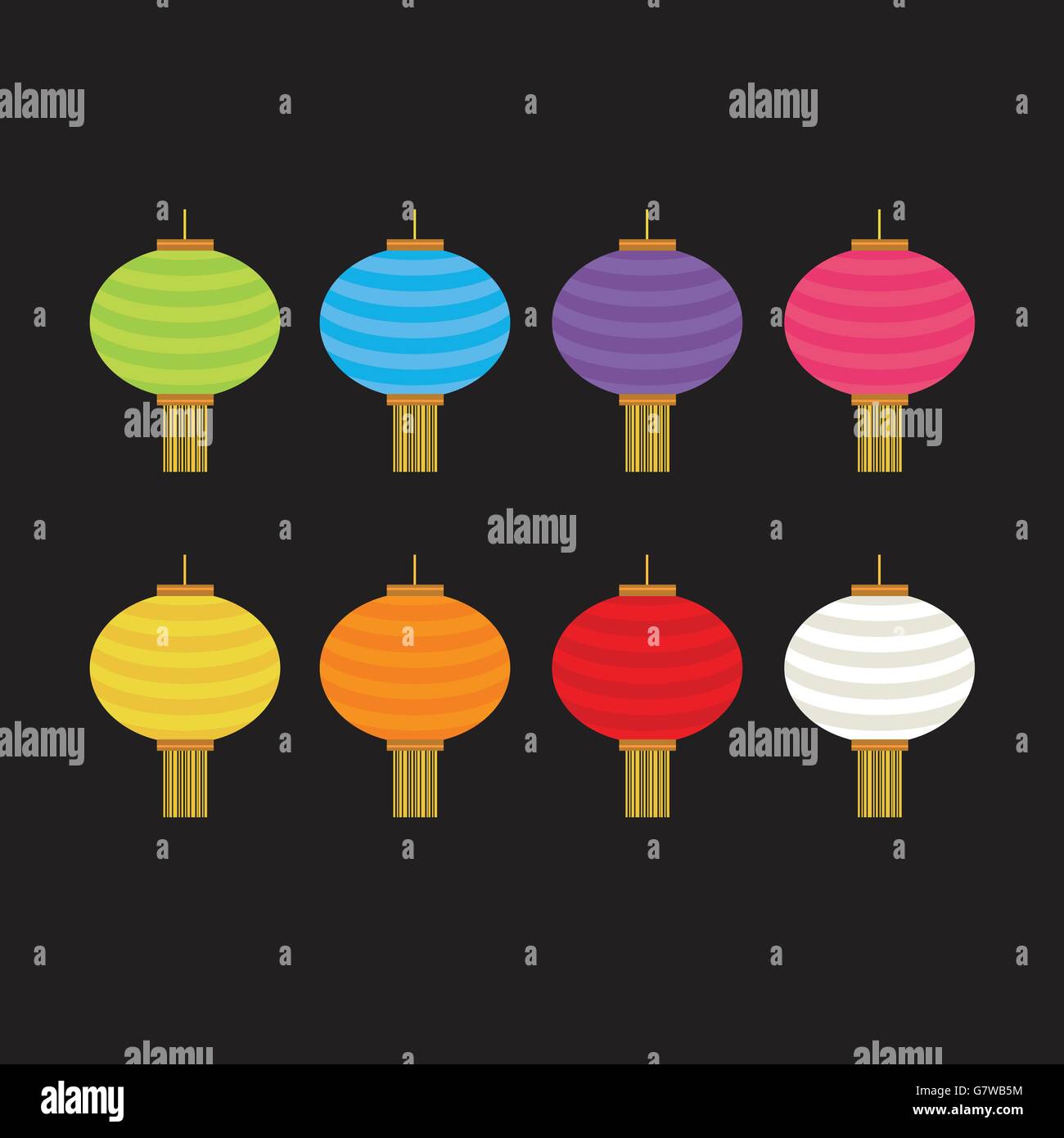 Ensemble de lanternes colorées pour différents festival et décoration Illustration de Vecteur