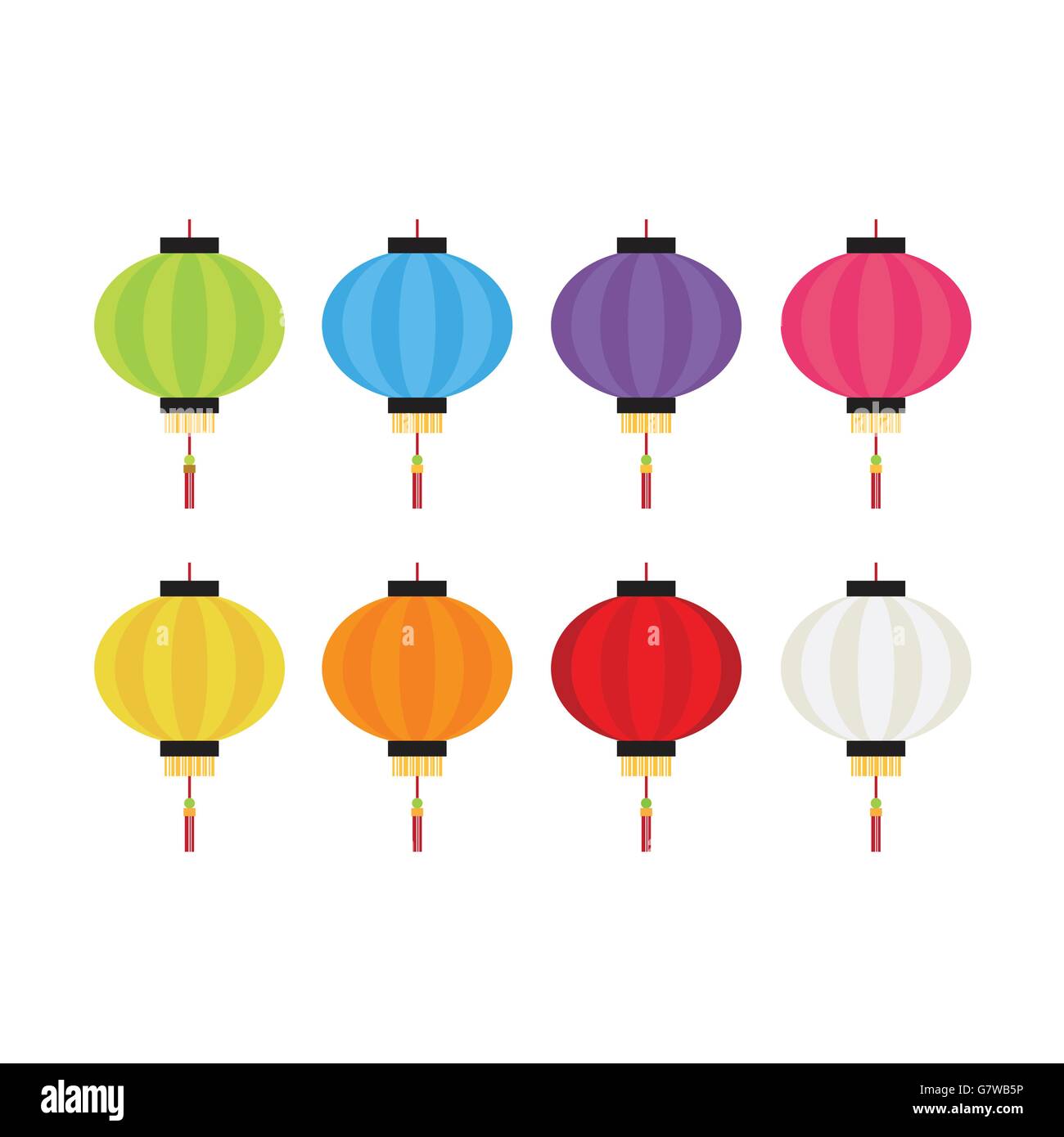 Ensemble de lanternes colorées pour différents festival et décoration Illustration de Vecteur