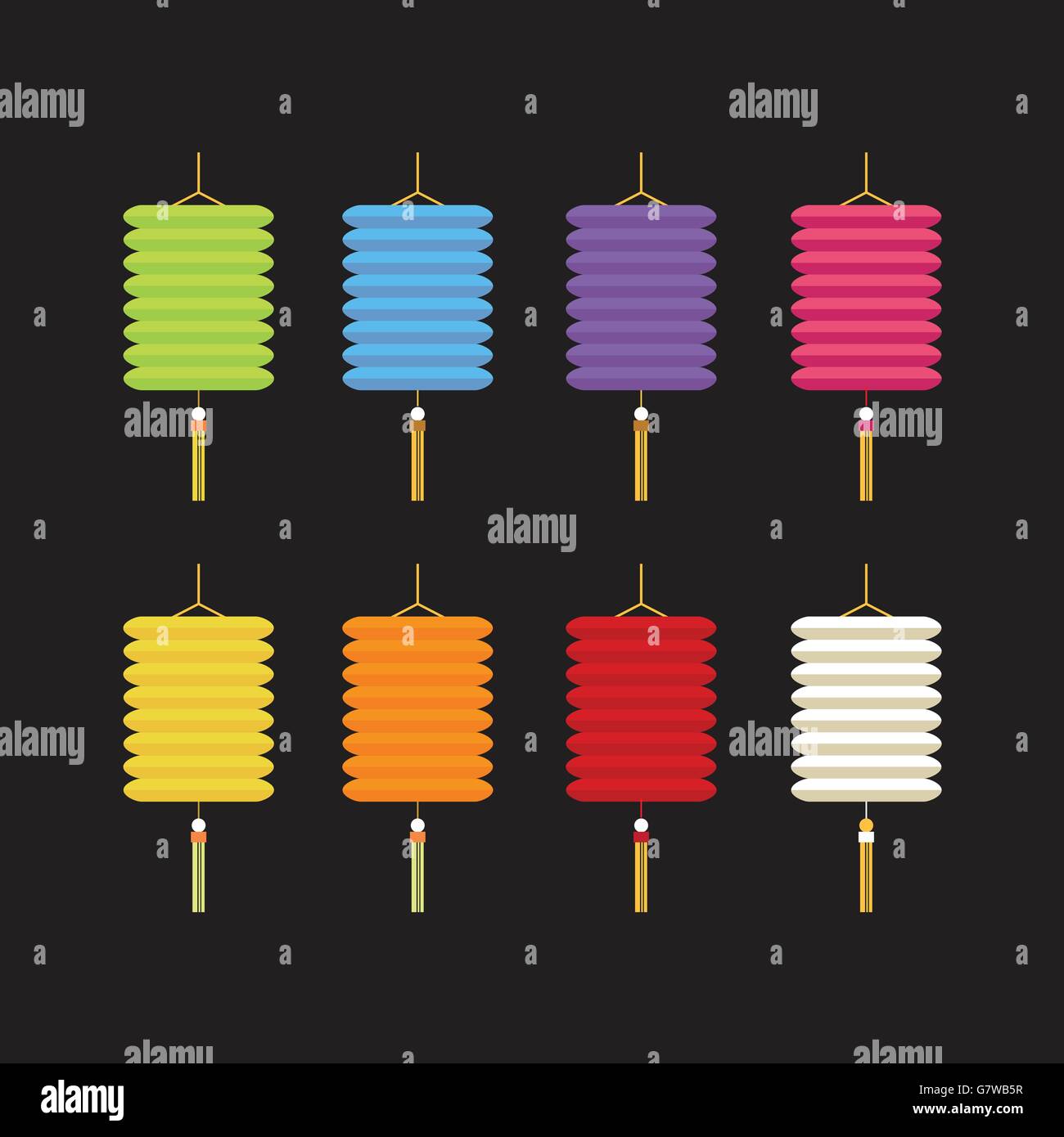 Ensemble de lanternes colorées pour différents festival et décoration Illustration de Vecteur