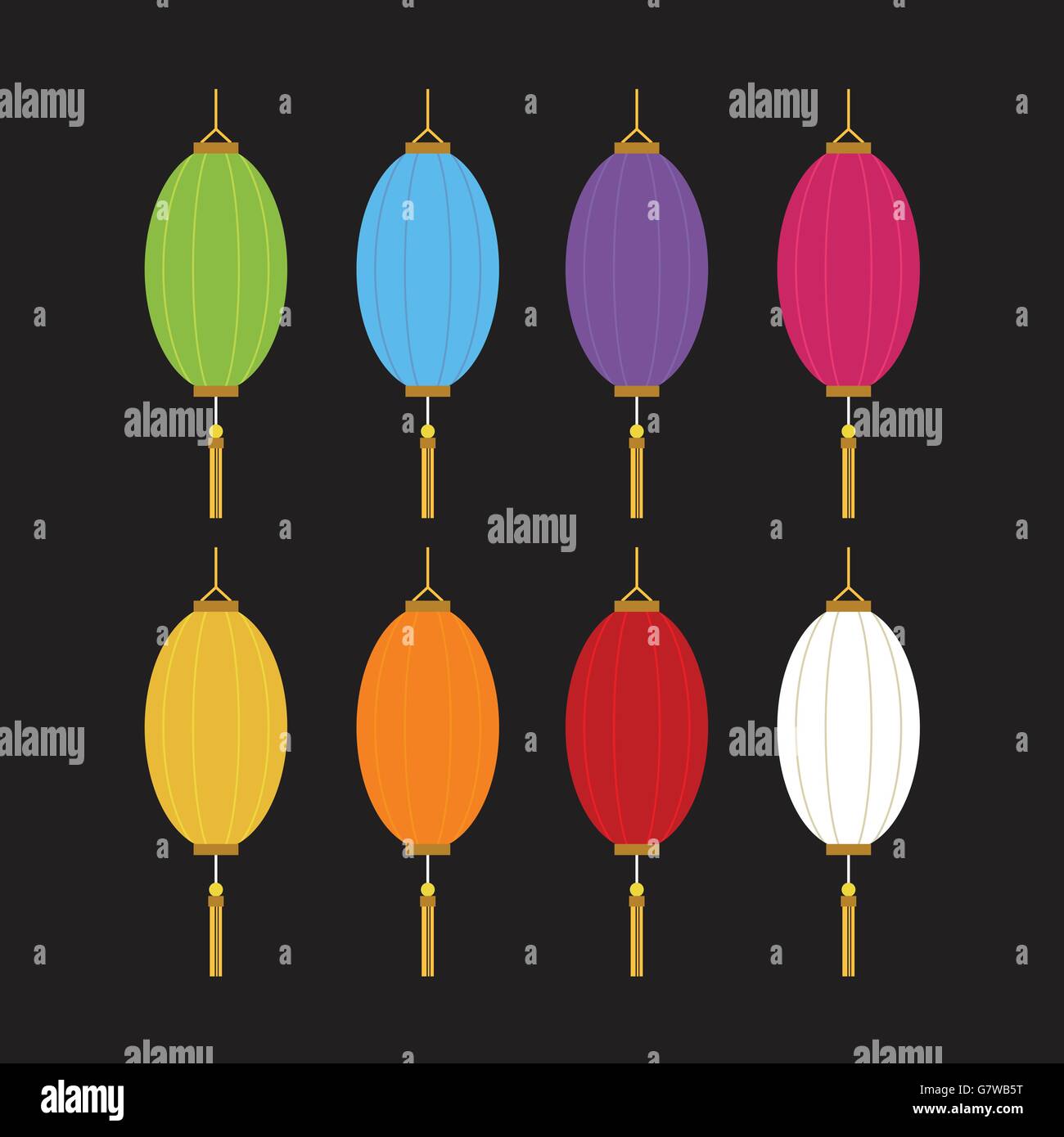 Ensemble de lanternes colorées pour différents festival et décoration Illustration de Vecteur