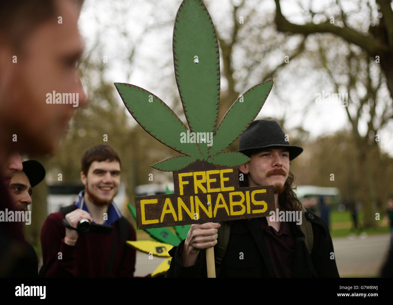 Un événement pro-cannabis '420 Celebration' organisé par NORML-UK, un groupe cherchant à réformer les lois britanniques sur le cannabis - au Speakers Corner à Hyde Park, dans le centre de Londres. Banque D'Images