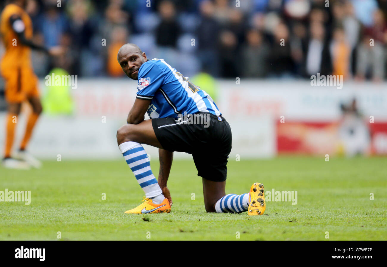 Soccer - Sky Bet Championship - Wigan Athletic v Wolverhampton Wanderers - DW Stadium.Wigan's Emmerson Boyce regardant pendant le match du championnat Sky Bet au stade DW, Wigan. Banque D'Images