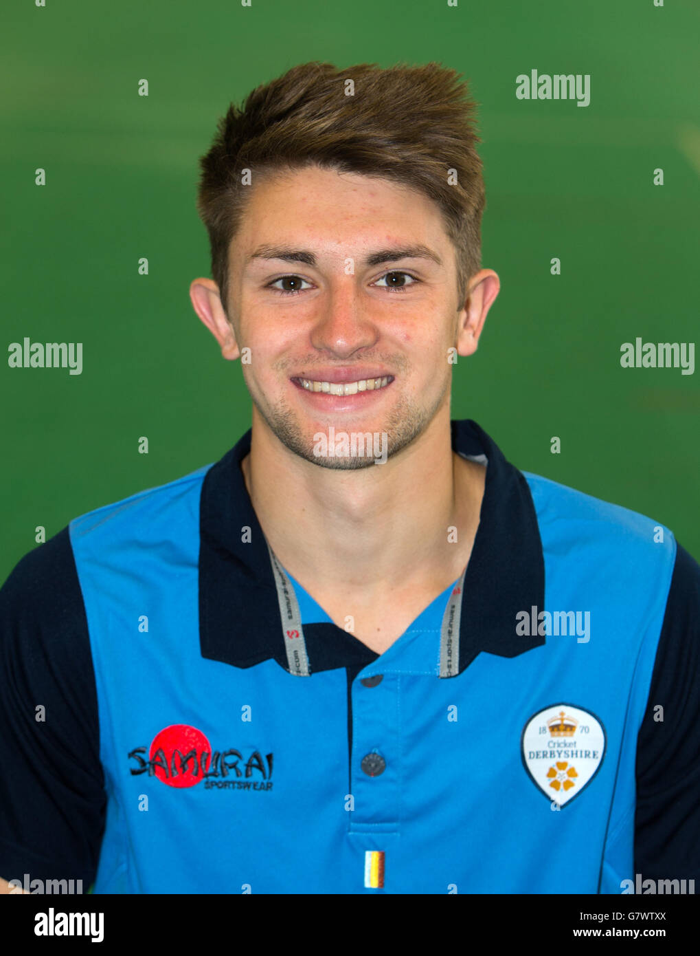 Cricket - Derbyshire CCC Media Day - 3aaa County Ground. Greg Cork de Derbyshire pose pour sa photo de tête Banque D'Images