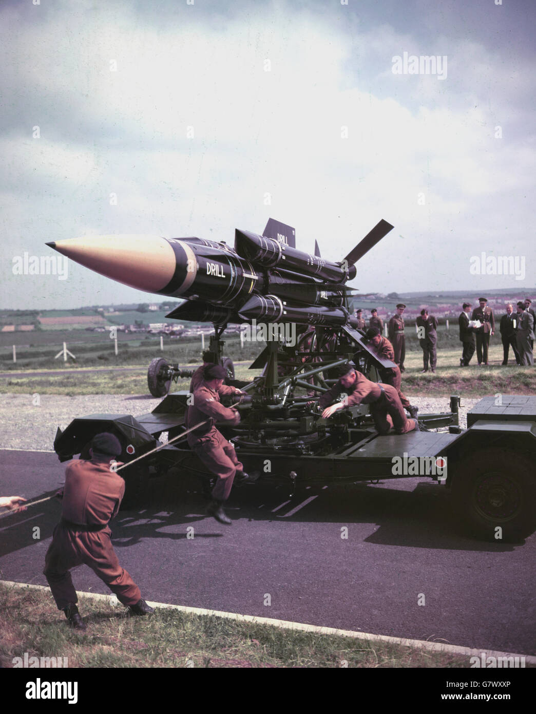 Thunderbird - militaire un missile sol-air - École de l'Artillerie antiaérienne - St Florence, Pembrokeshire, Pays de Galles Banque D'Images
