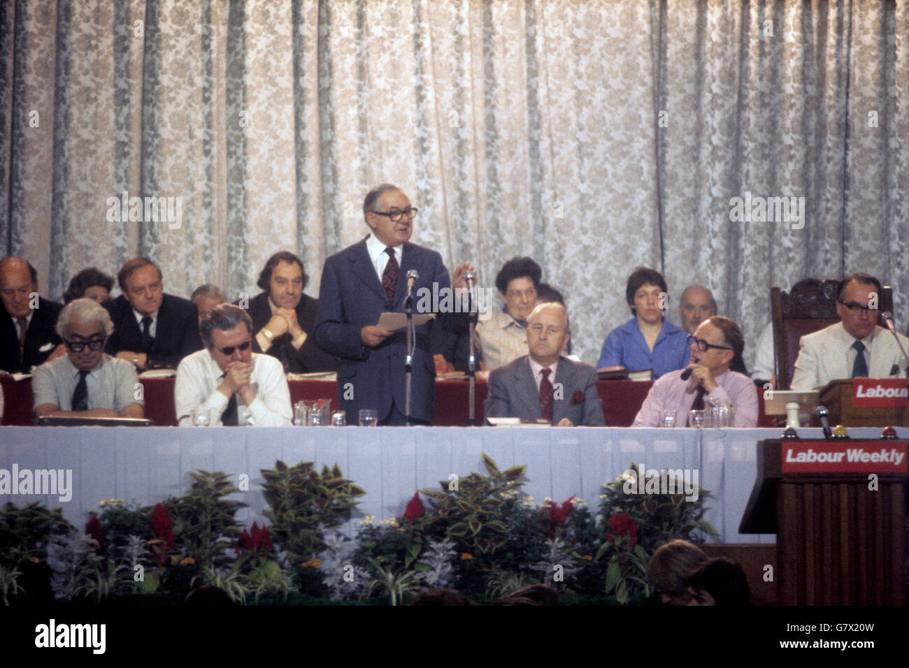 Le premier ministre James Callaghan à une conférence du Parti travailliste. Banque D'Images