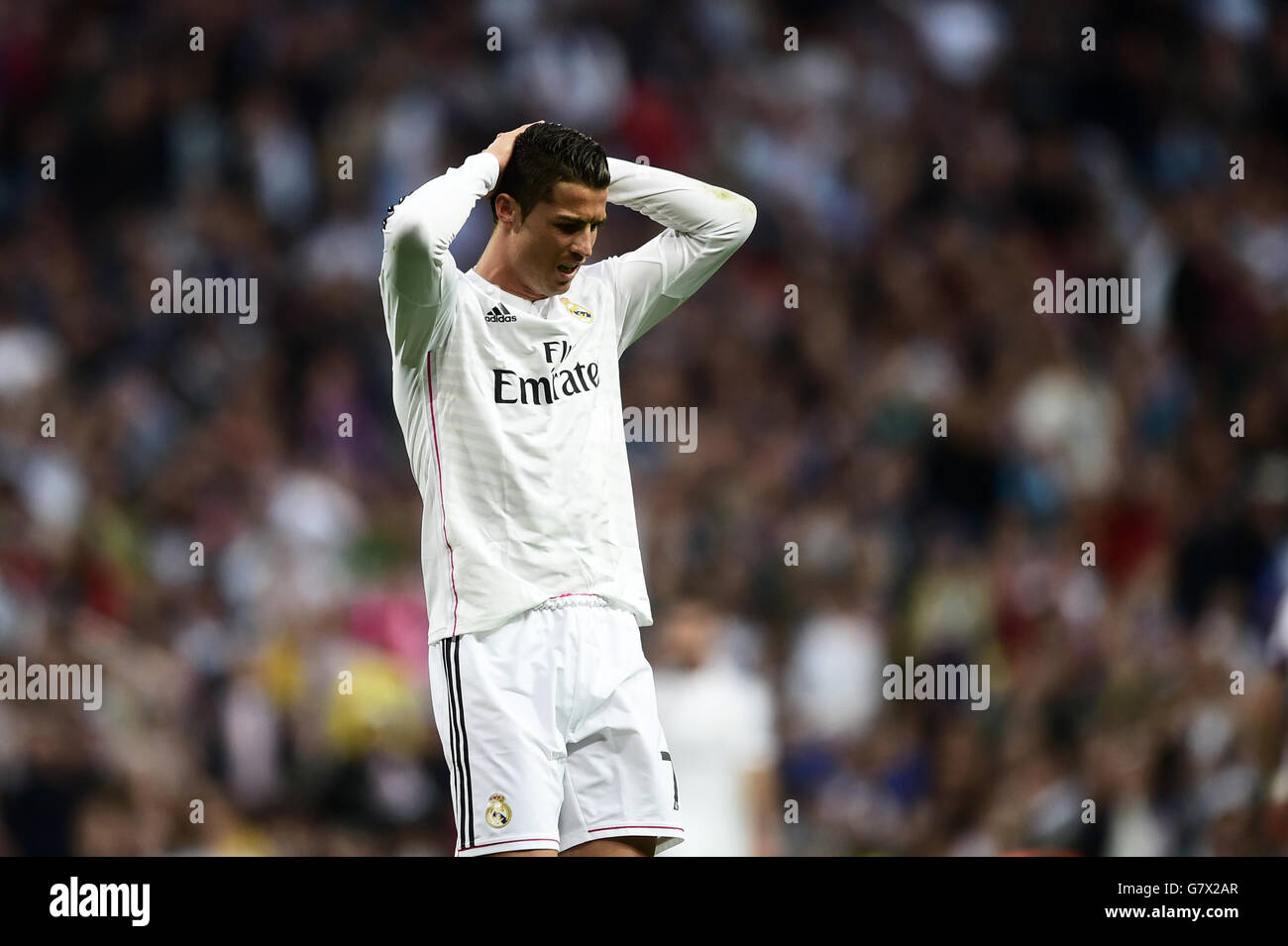 Football - Ligue des champions de l'UEFA - quart de finale - deuxième étape - Real Madrid / Atletico Madrid - Santiago Bernabeu. Cristiano Ronaldo, Real Madrid Banque D'Images