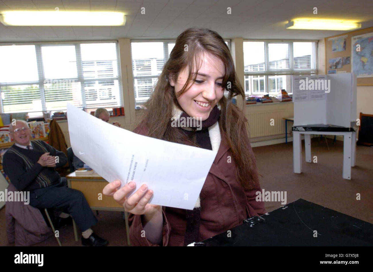 Lorna Sullivan, 18 ans, a voté pour la première fois. Banque D'Images