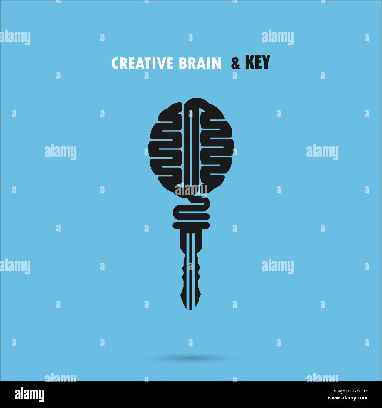 Signe du cerveau créatif avec symbole de clé. Clé du succès.Concept d'idées d'inspiration, d'innovation, d'invention, pensée et efficace Illustration de Vecteur