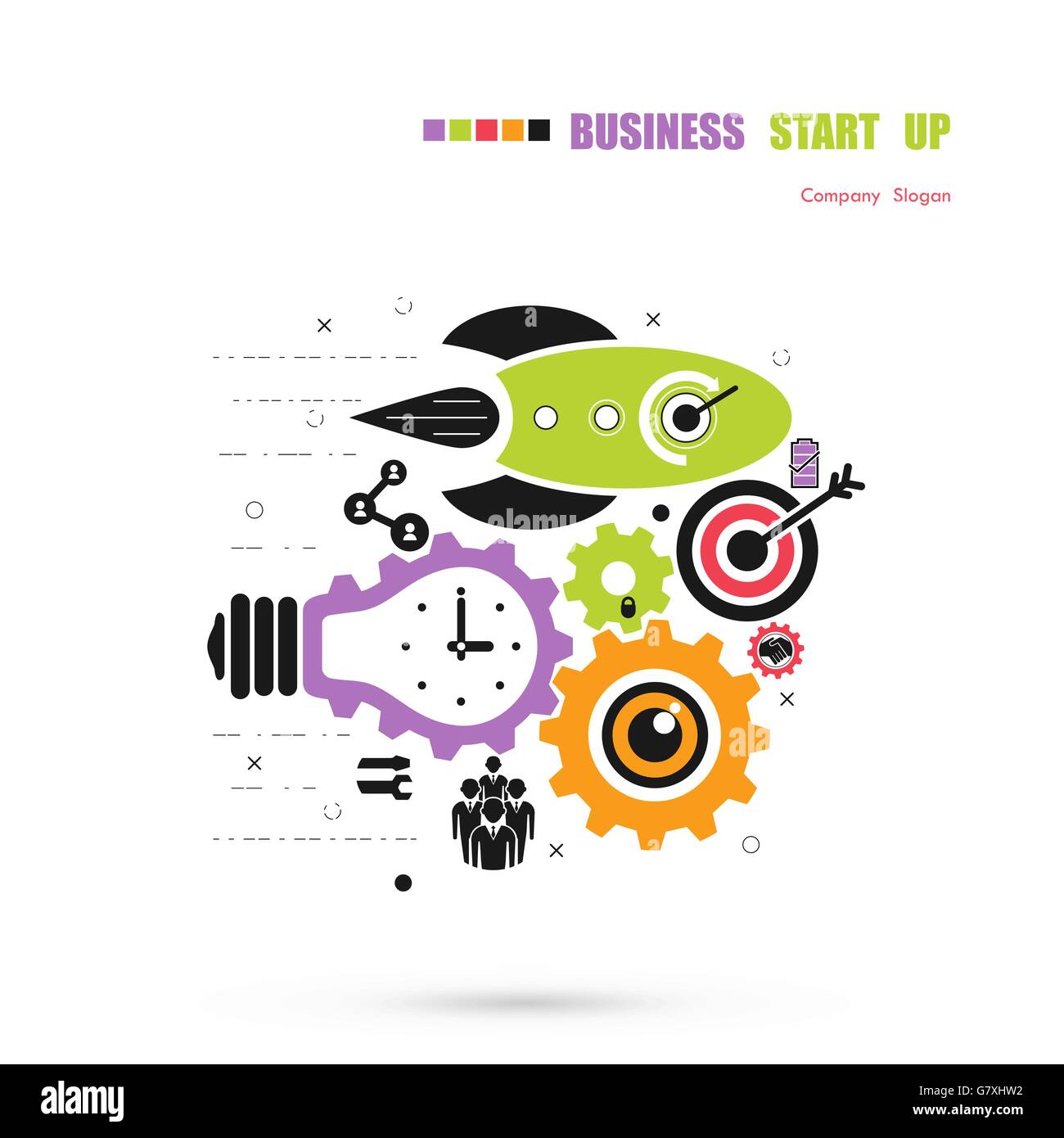 Démarrage d'entreprise concept.icône icône ampoule et le pignon résumé icône vecteur.design industriel d'entreprise de l'icône de création Illustration de Vecteur