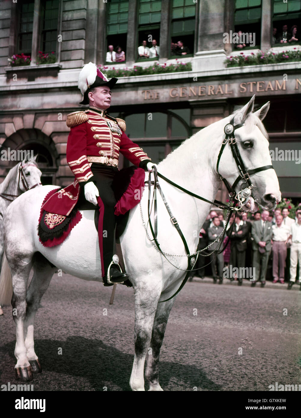 Scènes de Londres - City Marhsall.Un City Marshall à cheval à Londres. Banque D'Images