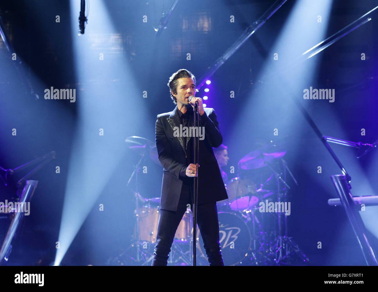 The Graham Norton Show - Londres.Brandon Flowers se présentant pendant le tournage du Graham Norton Show, aux London Studios, dans le sud de Londres. Banque D'Images