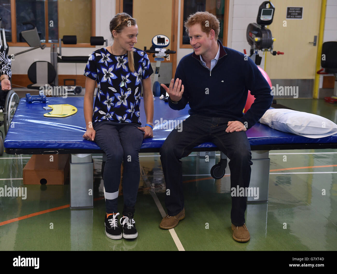 Le Prince Harry rencontre des patients alors qu'il visitait une unité de rééducation rachidienne/NZ Foundation dans le sud d'Auckland. Banque D'Images