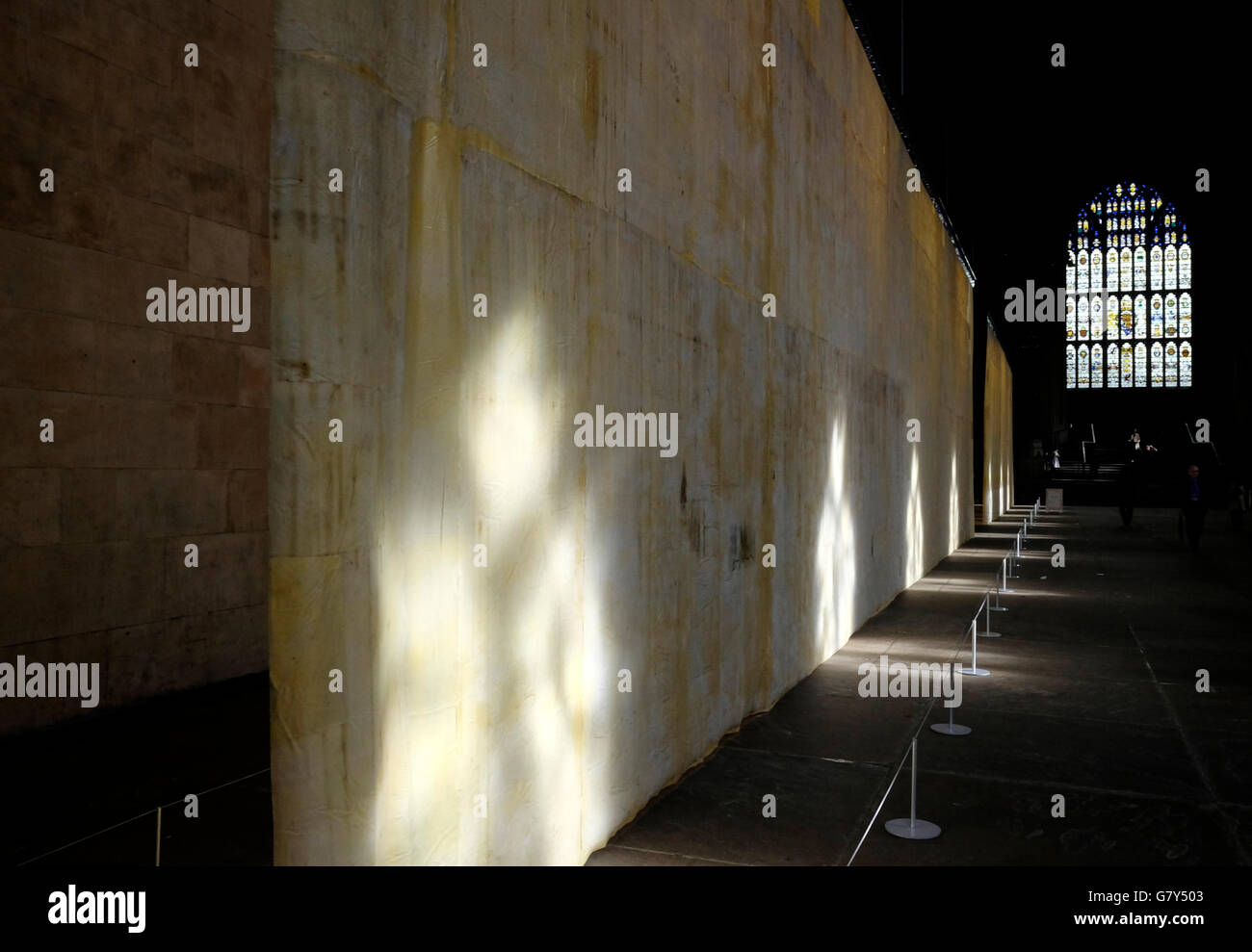 L'éthique de la poussière, une installation artistique à Westminster Hall, dans le Palais de Westminster, Londres, par Jorge Otero-Pailos. Banque D'Images