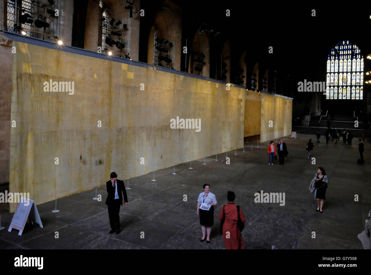 L'éthique de la poussière, une installation artistique à Westminster Hall, dans le Palais de Westminster, Londres, par Jorge Otero-Pailos. Banque D'Images