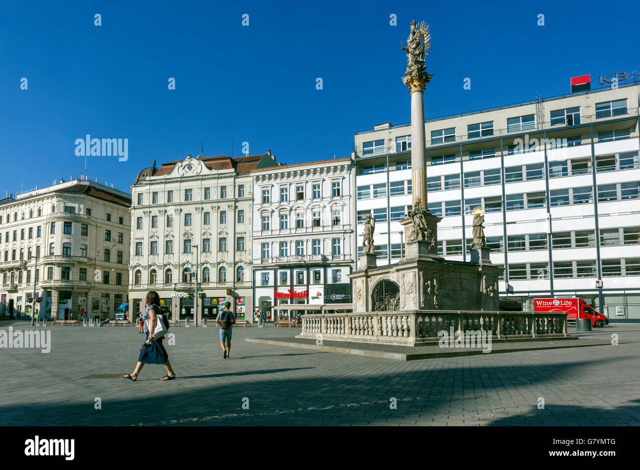 Place de la liberté de la ville de Brno, centre-ville de Namesti Svobody place de Brno centre-ville de Moravie République tchèque Banque D'Images
