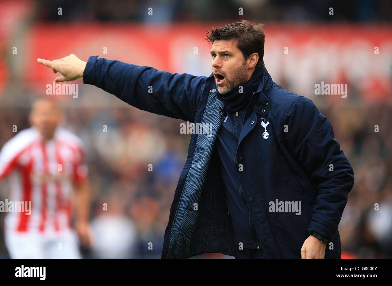 Mauricio Pochettino, directeur de Tottenham Hotspur, lors du match de la Barclays Premier League au stade Britannia, Stoke on Trent. Banque D'Images