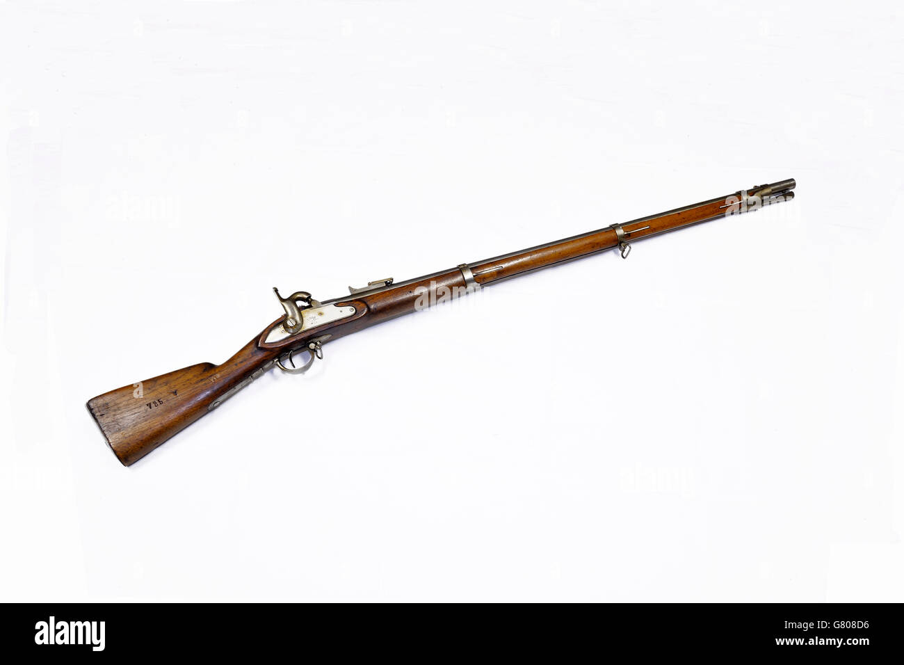 Musée historique national de l'Artillerie Infantry percussion fusil avec baïonnette construite en Belgique pour les troupes Pontifice 1840-1850 | Banque D'Images