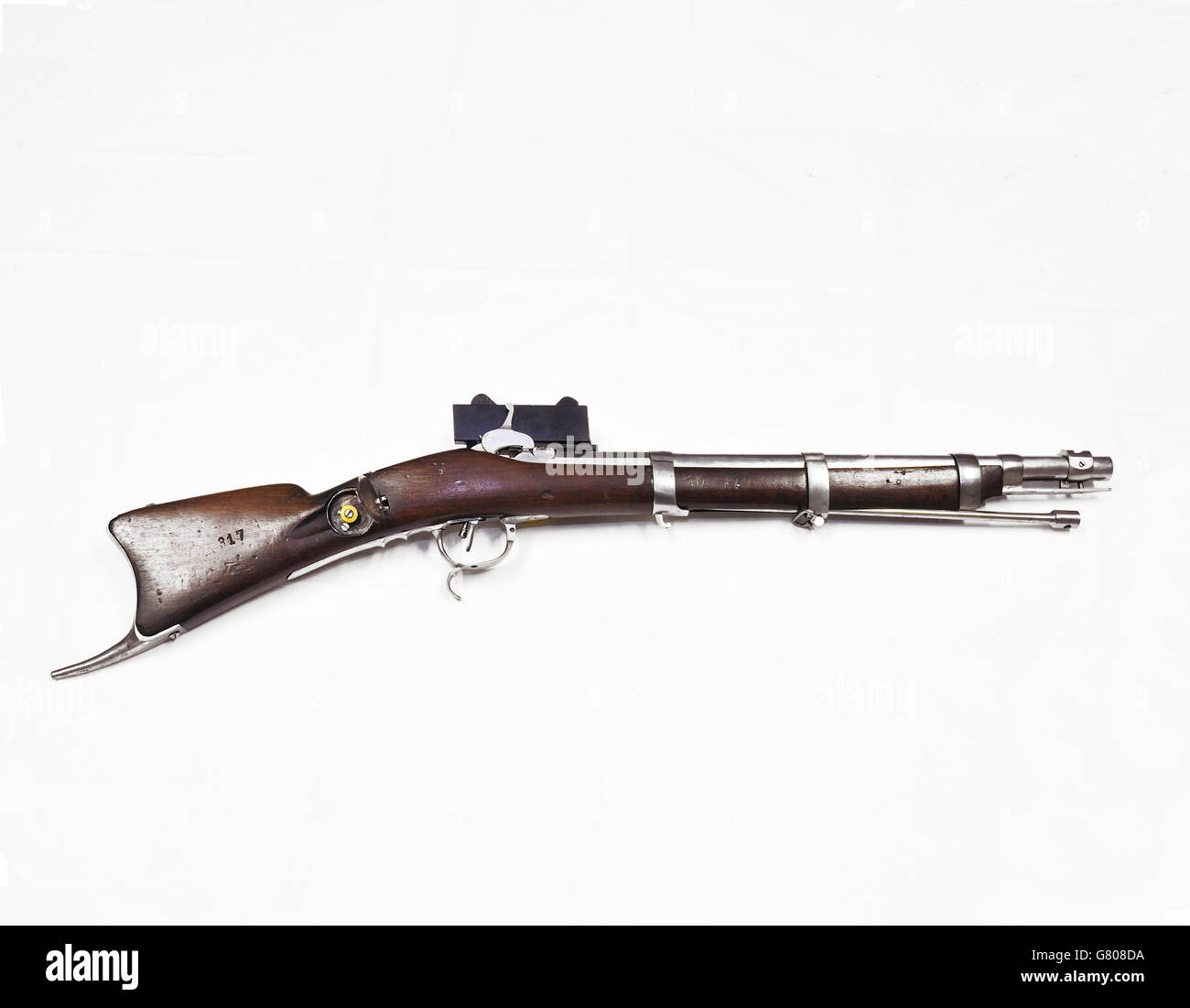 Musée historique national de l'Artillerie pour carabine percussion (utilisé par les tireurs en guerres 1848-1850) télescope avec sabre baïonnette sous-officiers de tireurs modèle 1844 Marmora système (très rare) Banque D'Images