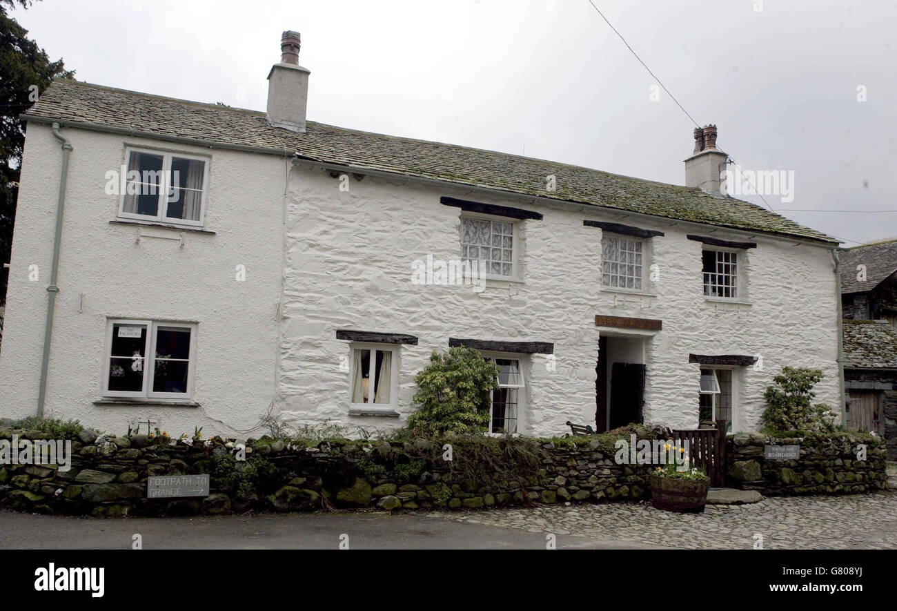 Prince Charles - le Lake District. Le Yew Tree Farm Bed and Breakfast à Rosthwaite. Banque D'Images