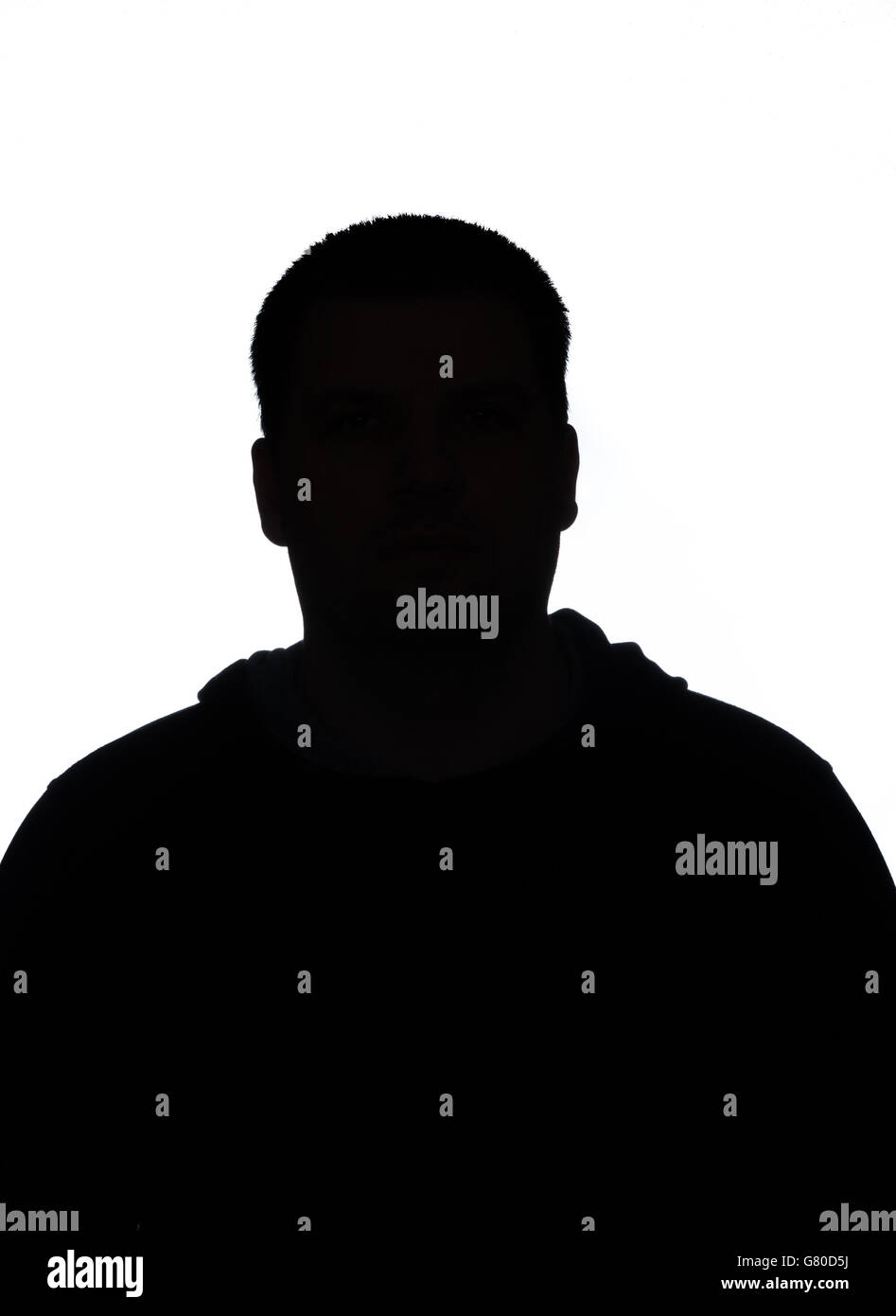 Man portrait silhouette isolated on white Banque D'Images
