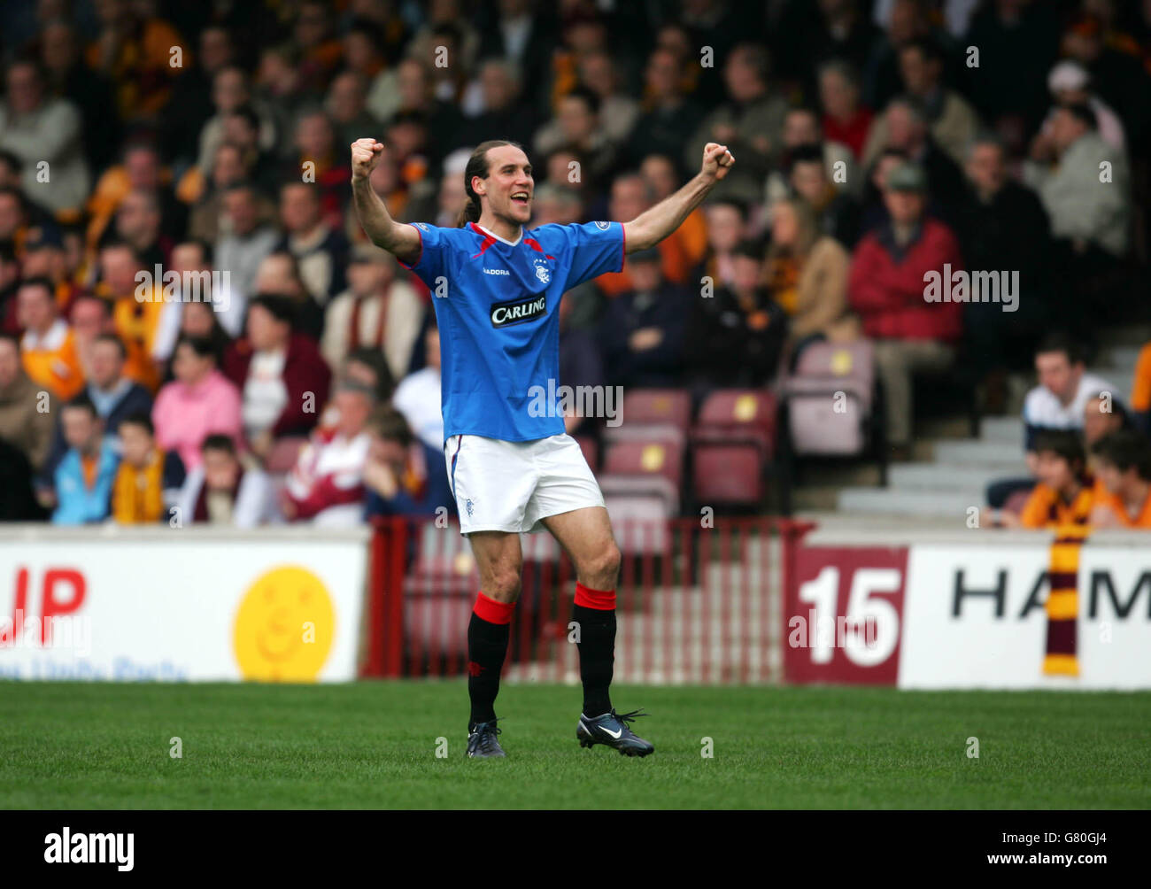 Soccer - Banque d'Écosse Premier Division - Motherwell v Rangers - Fir Park.Dado Prso des Rangers célèbre après avoir obtenu le troisième but Banque D'Images