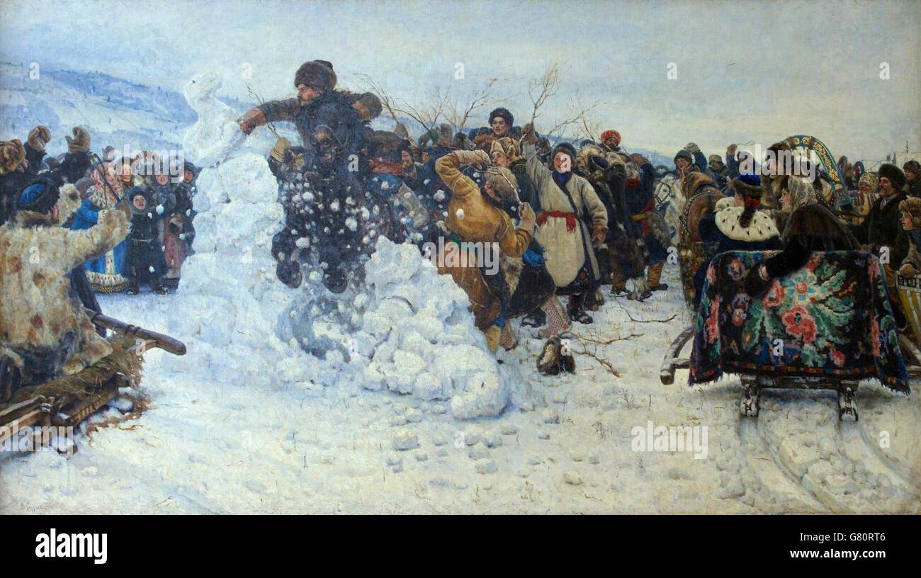 Prendre la forteresse de neige par l'orage, par Vasili Ivanovitch Sourikov, 1891, Musée Russe, Saint-Pétersbourg, Russie Banque D'Images