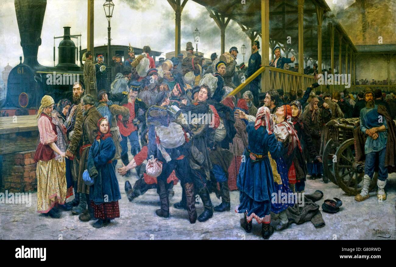 À la guerre, par Konstantin élie Lefeuvre, 1888, musée russe, Saint-Pétersbourg, Russie Banque D'Images