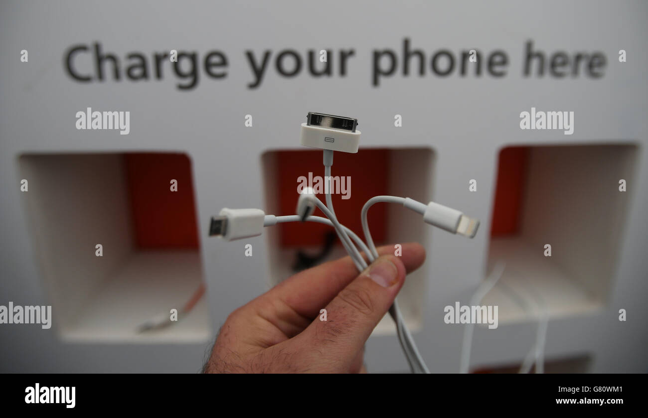 Une photo générique d'un point de charge de téléphone mobile à Dublin. Banque D'Images