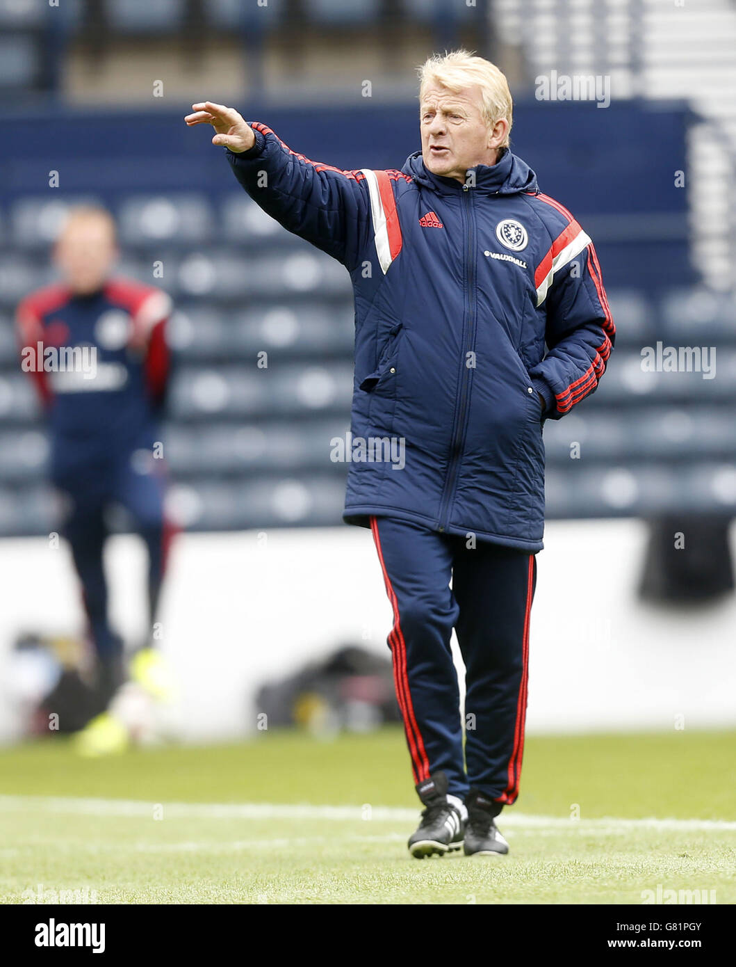 L'Écosse manager Gordon Strachan au cours de la séance de formation à l'Hampden Park, Glasgow. Banque D'Images