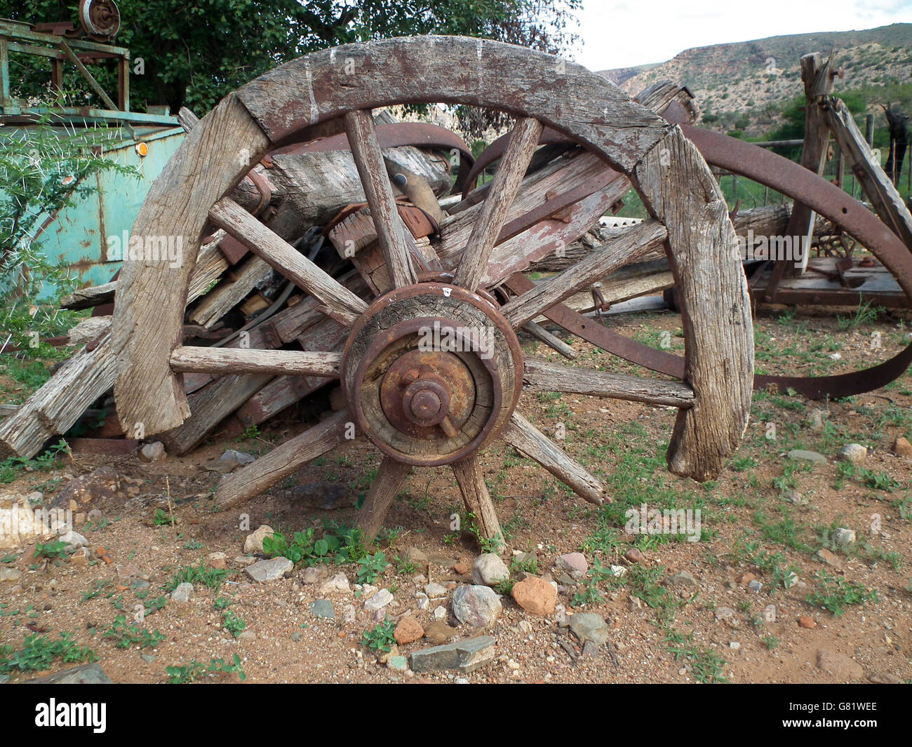 La ferraille vieux wagon Voortrekker demeure, Baviaanskloof, Eastern Cape, Afrique du Sud, Décembre 2010 Banque D'Images