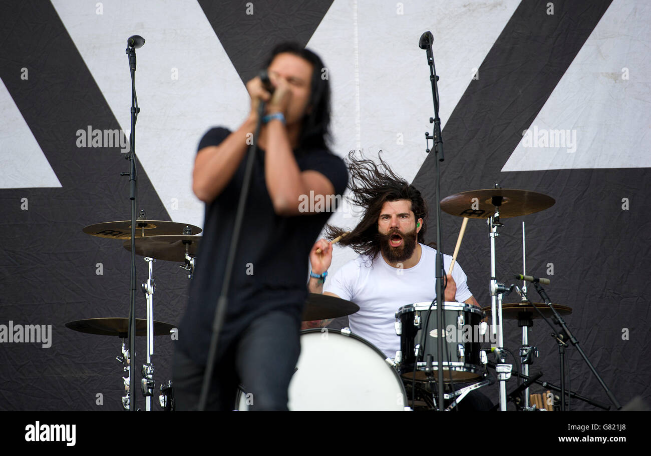 Pop Evil en direct sur scène le jour 3 du festival Download le 14 2015 juin à Donnington Park, Royaume-Uni Banque D'Images