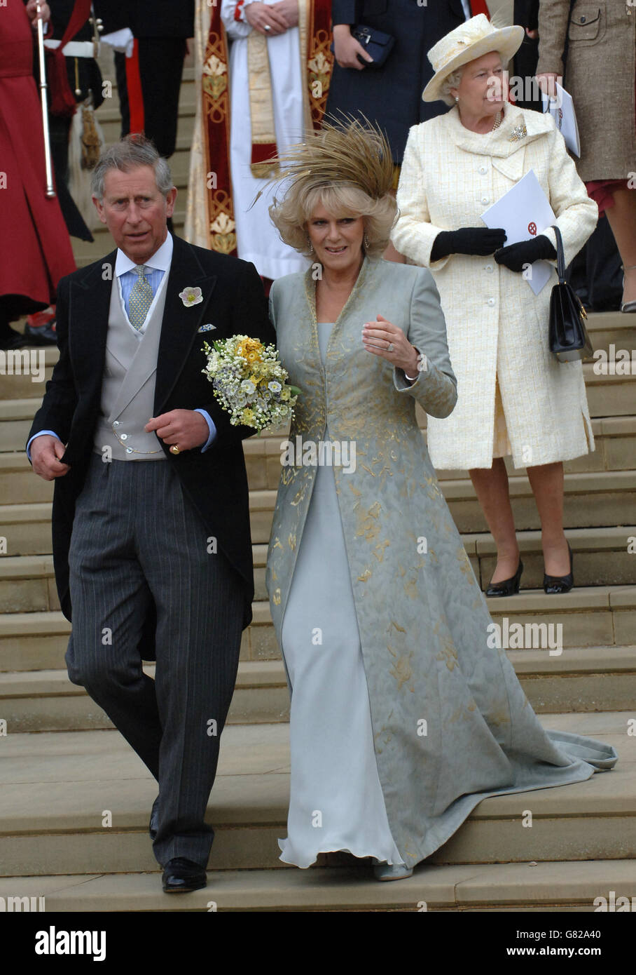 Mariage Royal - Mariage du Prince Charles et Camilla Parker Bowles - Service de prière et de dévouement - La Chapelle St George Banque D'Images