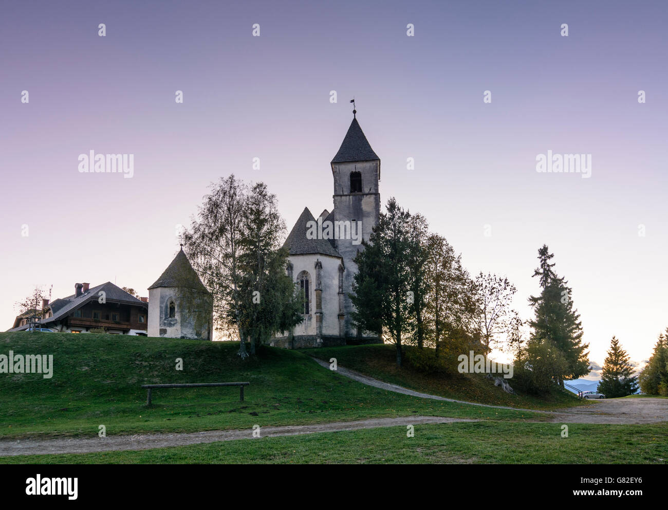 Le sommet de l'Église le Magdalensberg, Magdalensberg, Autriche, Carinthie, Styrie, Banque D'Images