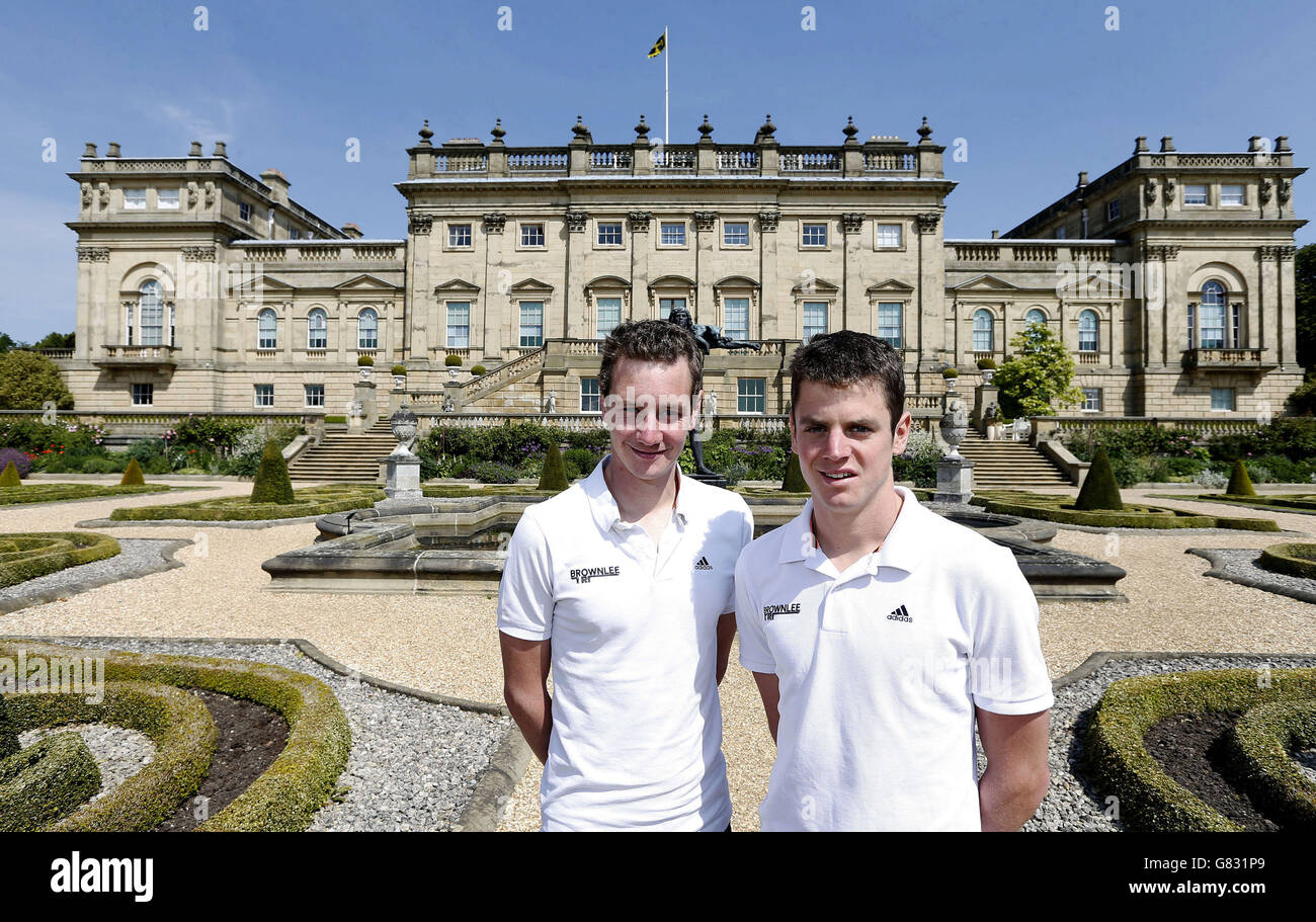Triathlon - Journée des médias Frères Brownlee - Harewood House, Leeds Banque D'Images