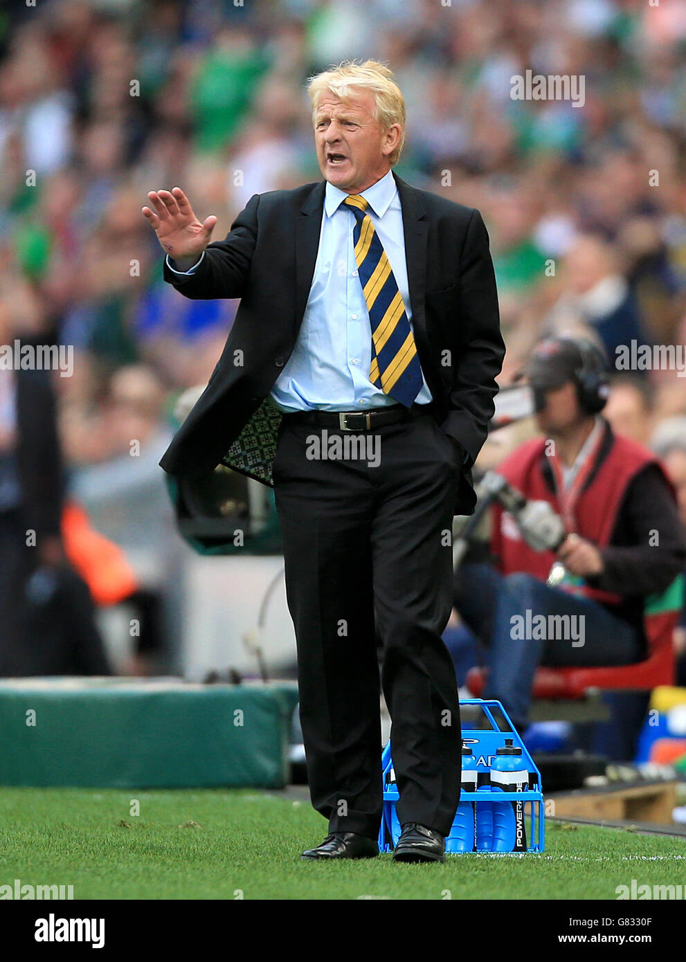 Gordon Strachan, responsable écossais, lors du match de qualification au championnat d'Europe de l'UEFA au stade Aviva, à Dublin. Banque D'Images