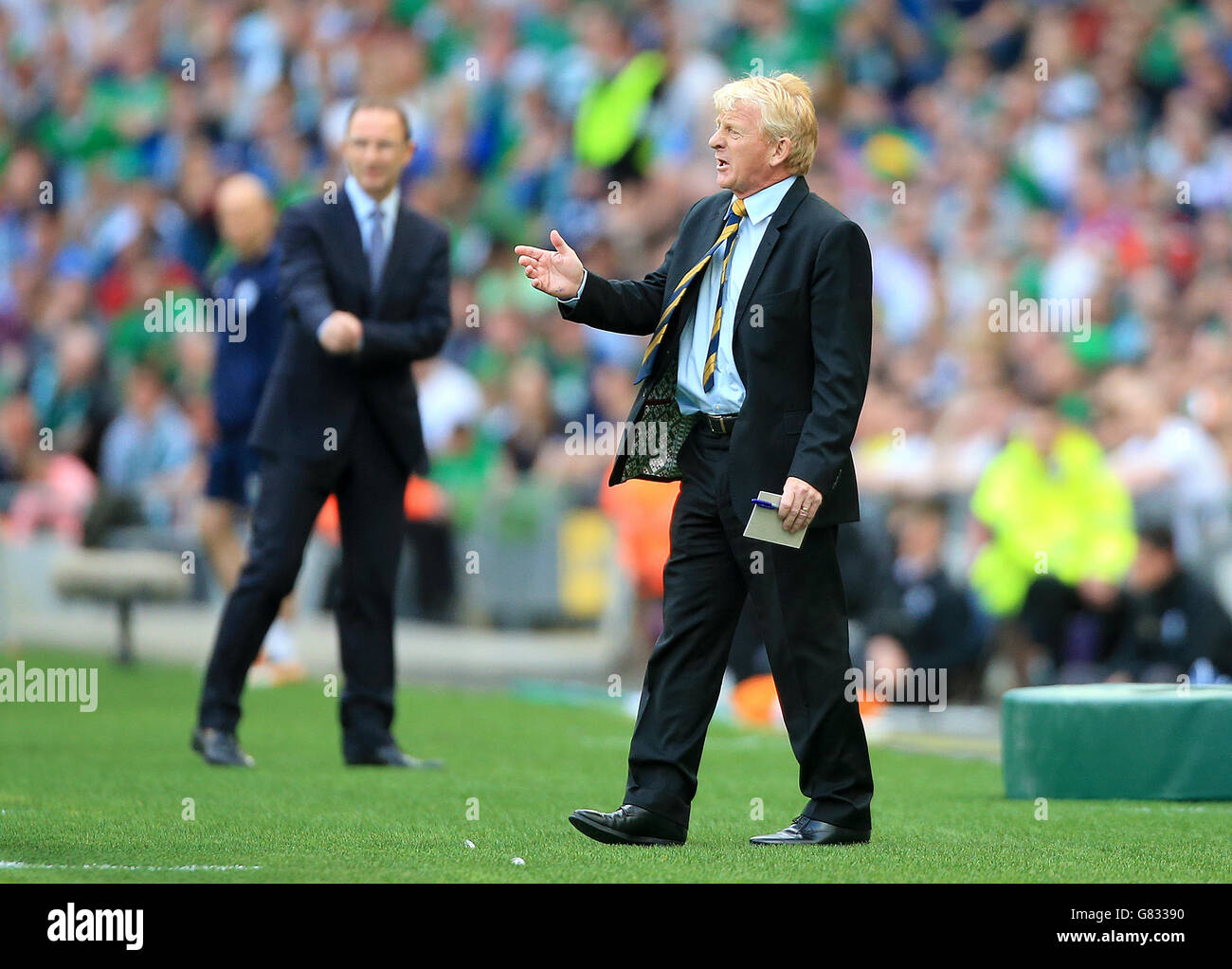 Gordon Strachan, responsable écossais, lors du match de qualification au championnat d'Europe de l'UEFA au stade Aviva, à Dublin. APPUYEZ SUR ASSOCIATION photo. Date de la photo: Samedi 13 juin. Voir PA Story FOOTBALL Republic. Le crédit photo devrait se lire comme suit : Nick Potts/PA Wire. RESTRICTIONS l'utilisation est soumise à des restrictions. Utilisation commerciale uniquement avec l'accord écrit préalable de la Scottish FA. Banque D'Images