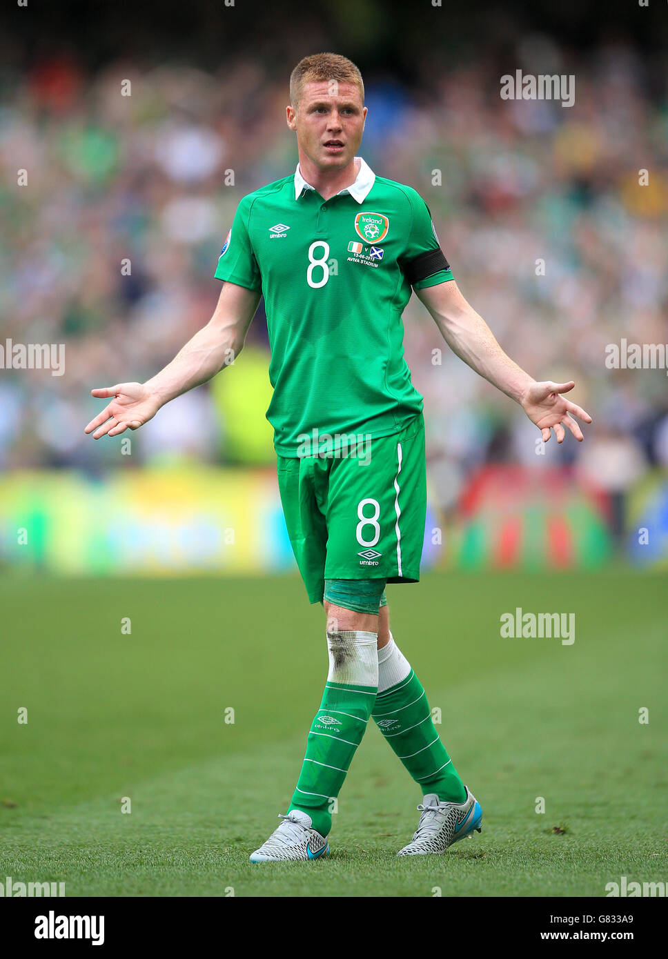 James McCarthy, de la République d'Irlande, lors du match de qualification de l'UEFA European Championship au stade Aviva, à Dublin.APPUYEZ SUR ASSOCIATION photo.Date de la photo: Samedi 13 juin.Voir PA Story FOOTBALL Republic.Le crédit photo devrait se lire comme suit : Nick Potts/PA Wire. Banque D'Images